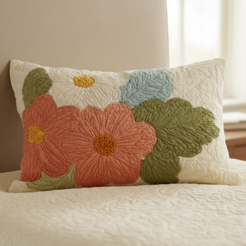 Retro Daisy Patchwork Quilted Bedding Pillow Case NCU0VL3058