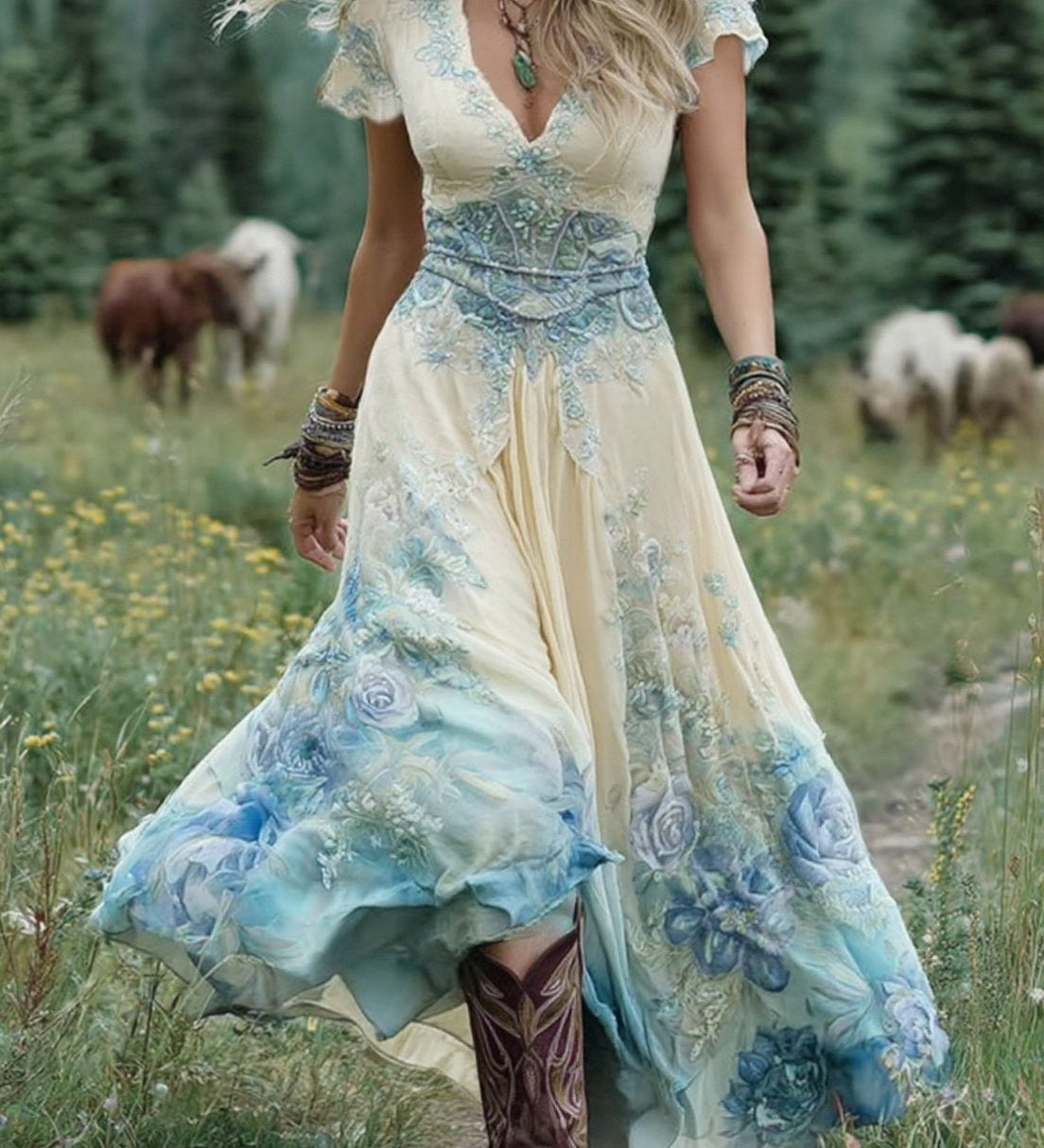 Holly - Short Maxi Floral Dress