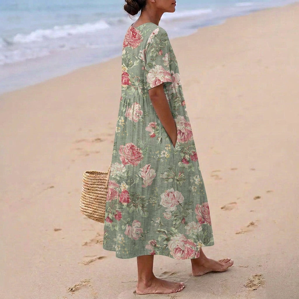 Maria - Retro Floral Midi Dress