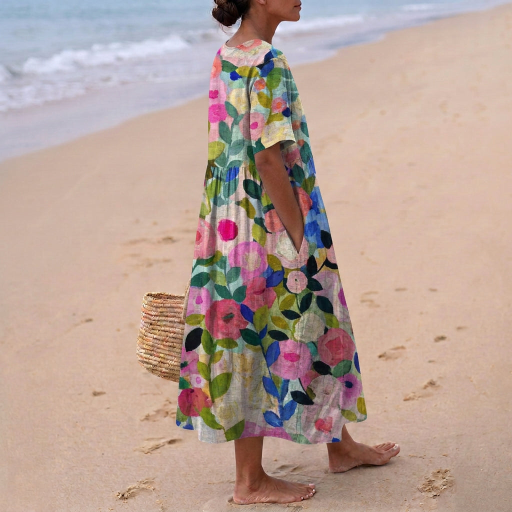 Jenna - Watercolour Floral Dress