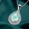 Blue Halo Opal Pendant Necklace