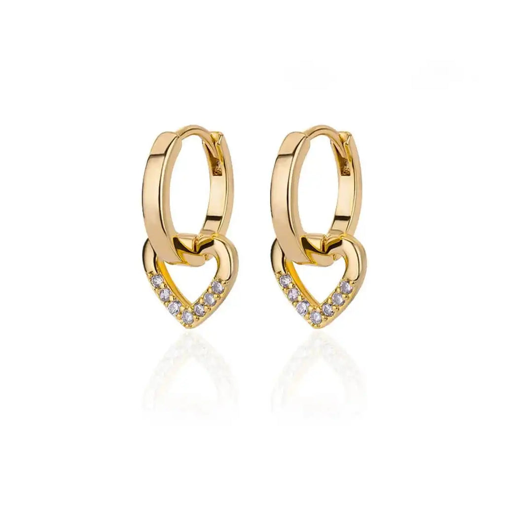 Hollow Zirconia Heart Earrings