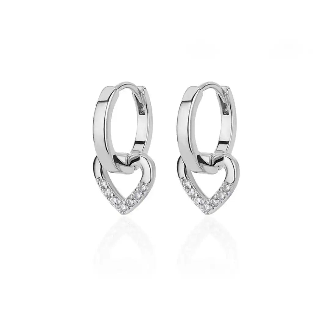 Hollow Zirconia Heart Earrings