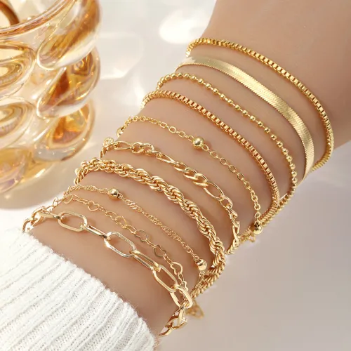 Stackable Bracelet Golden Pearl Set