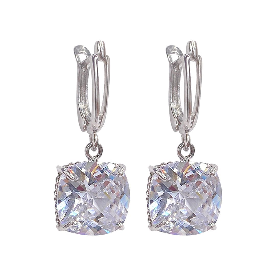 White Gold Zirconia Drop Earrings