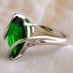 Emerald Sterling Bloom Ring