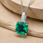 Emerald Cushion Pendant Necklace