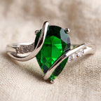 Emerald Sterling Bloom Ring