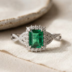 Emerald Majesty Moissanite Ring