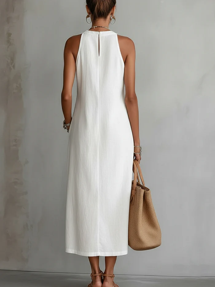 Heidi - Sleeveless Lace Detail Midi Dress