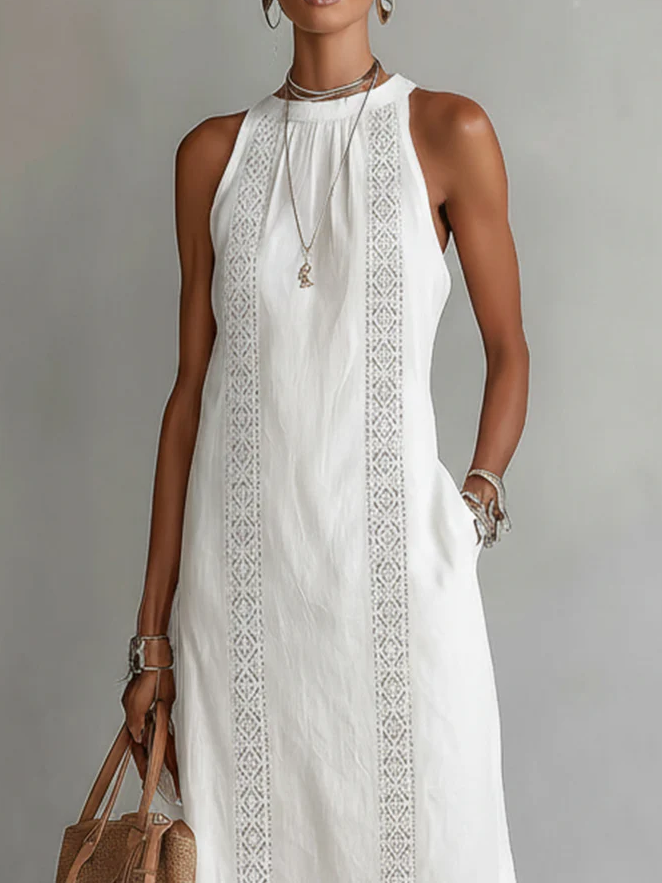 Heidi - Sleeveless Lace Detail Midi Dress