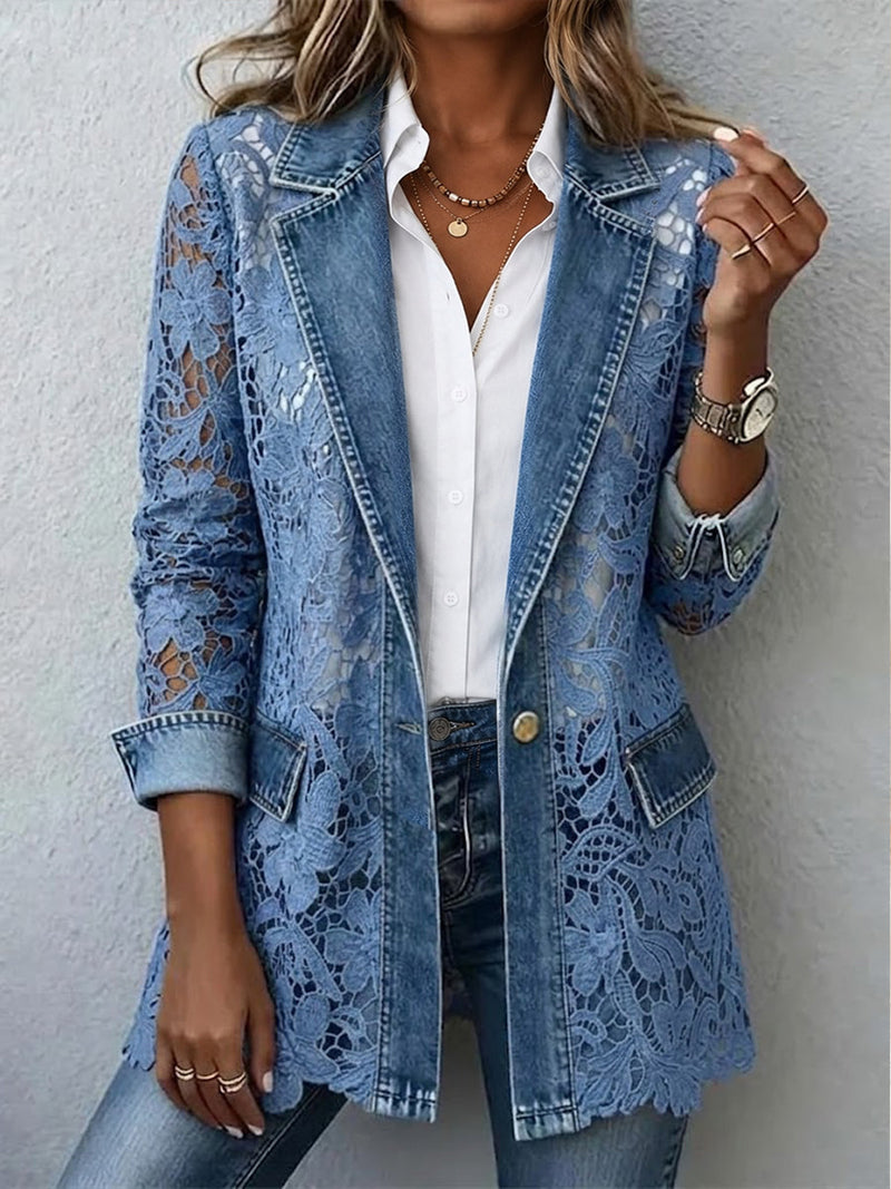 Harper | Blazer Jacket with Floral Lace Paneling