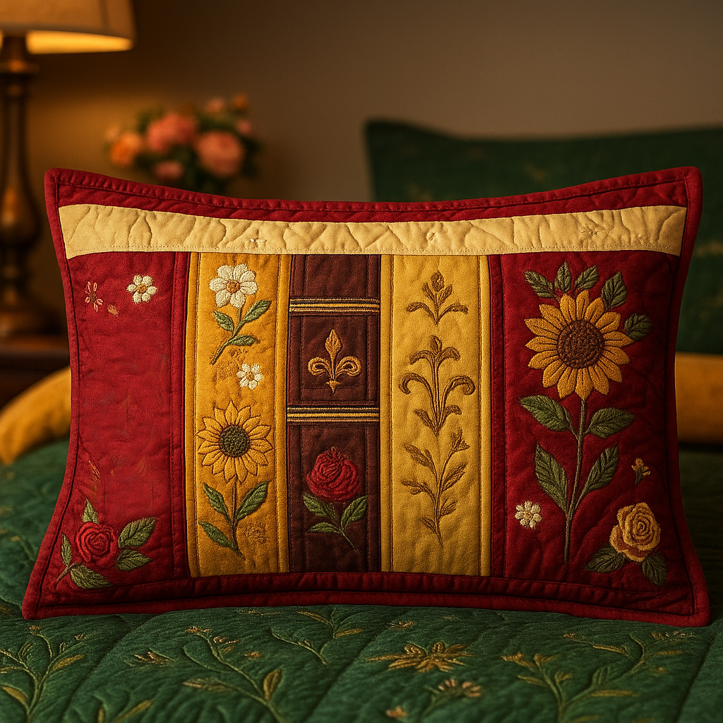 Sunflower Bloom Quilted Bedding Pillow Case NCU0VL942